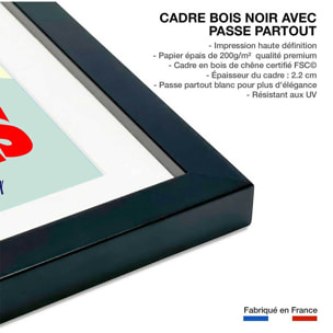 Affiche Ski à Tignes Affiche sous cadre noir