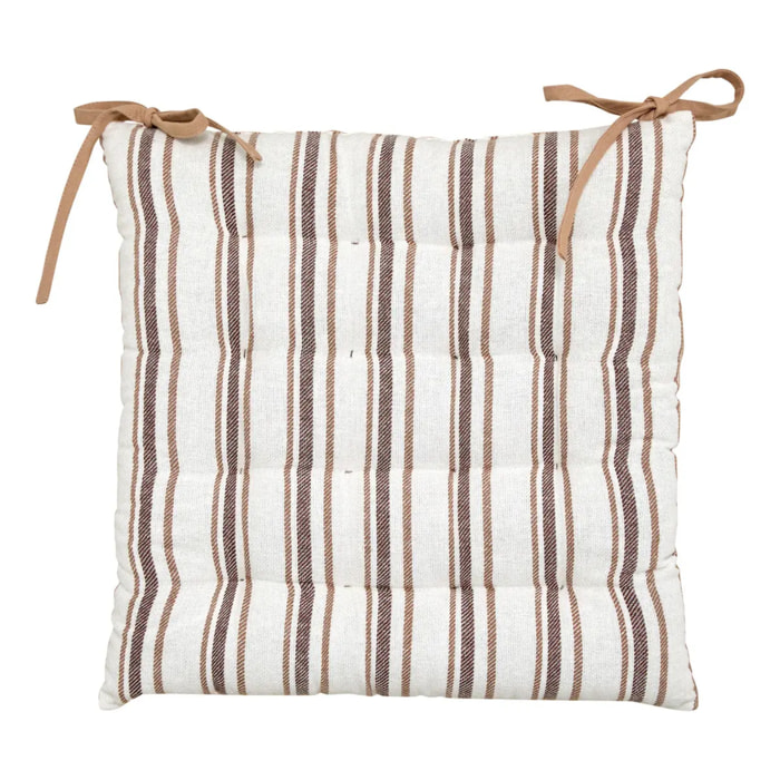 Galette de chaise Groove 38x38cm rayée beige lin