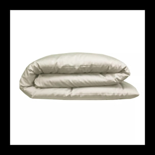 Housse de couette satin de coton uni ivoire Ava uni angora
