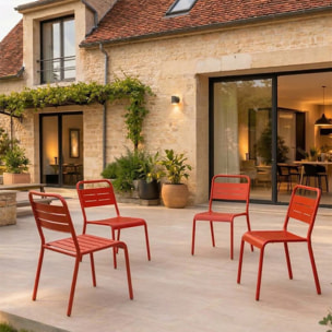 Ensemble de 4 chaises de jardin empilables terracotta EVORA
