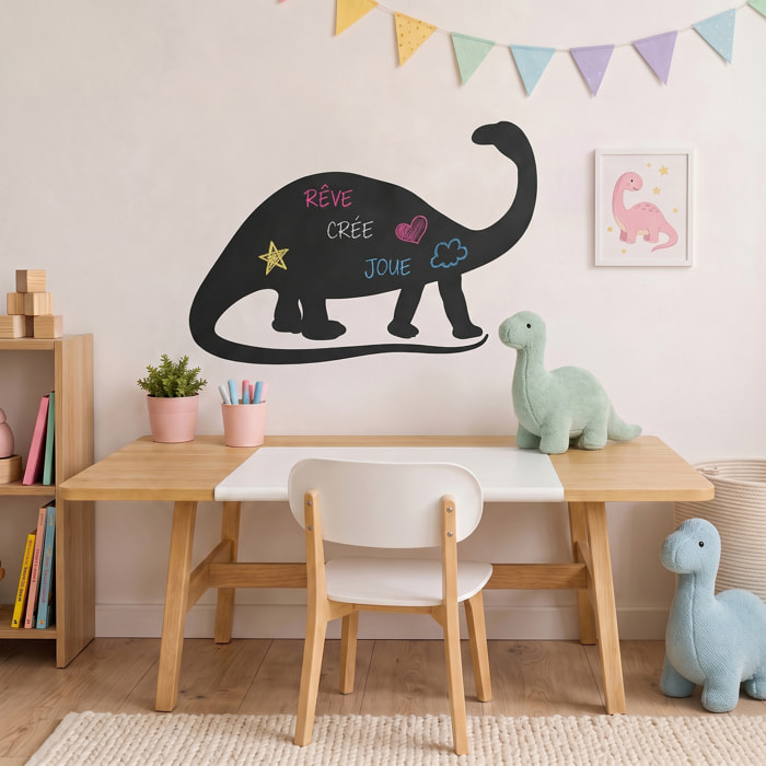 Sticker ardoise tableau noir - stickers muraux adhésif effaçable - SILHOUETTE DINOSAURE