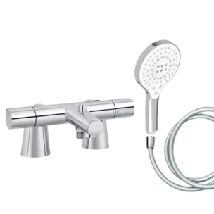 Mitigeur baignoire Simone + pommeau de douche Metro signature + flexible de douche lisse + colonnettes