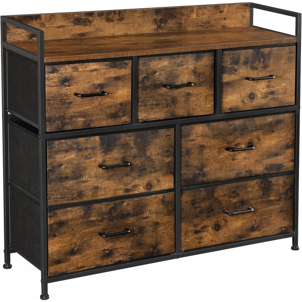 Cassettiera Industrial Loft con 7 cassetti in marrone rustico e metallo