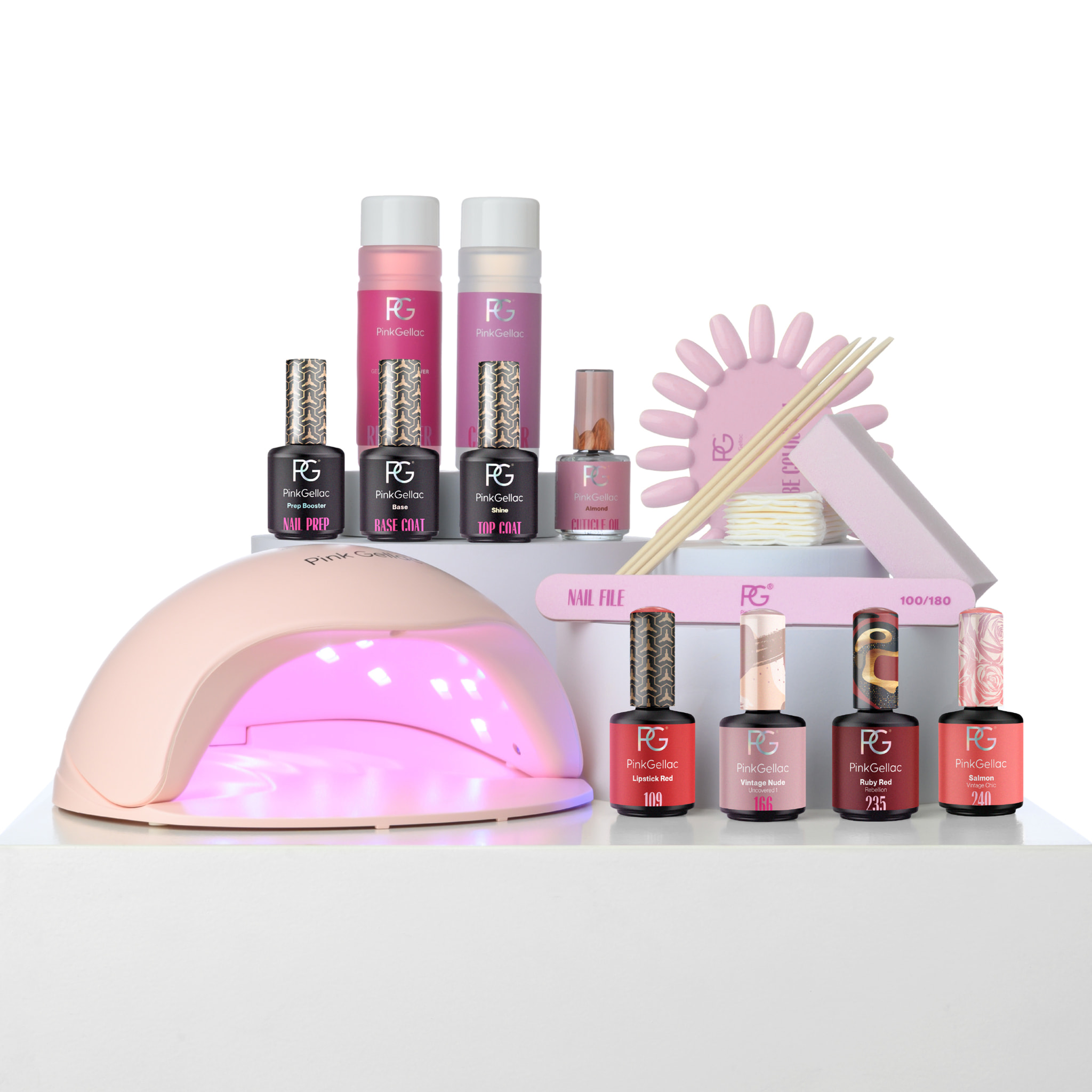 Kit de manucure avec lampe UV LED rose
