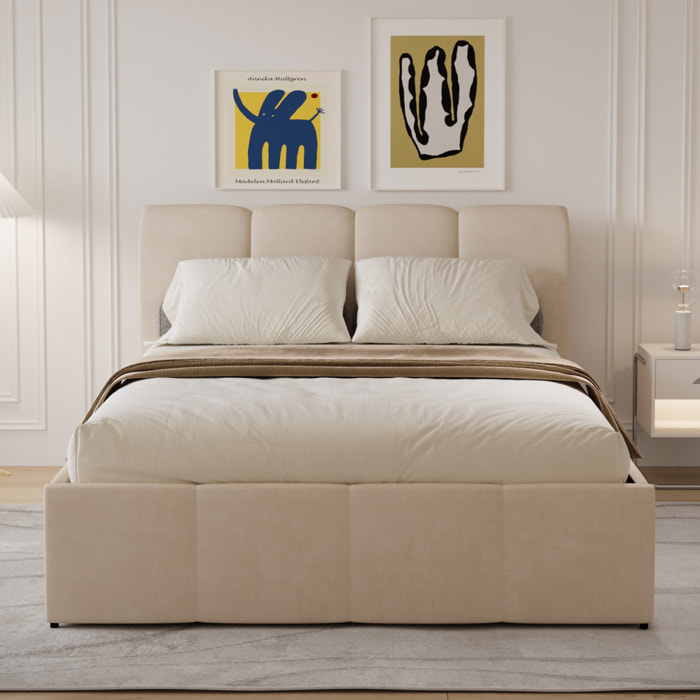 MOORE Lit nuage coffre 160x200cm velours beige