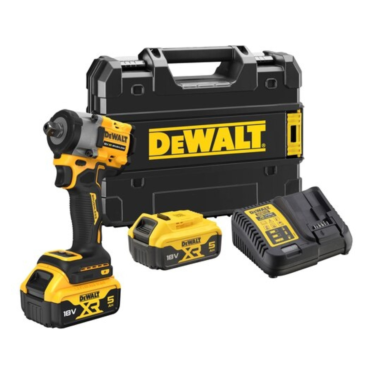 Boulonneuse à chocs 1/2' XR 18V li-ion brushless - DEWALT - avec 2 batterie 18V 5.0Ah - chargeur - TSTAK - DCF922P2T-QW DCF922P2T-QW