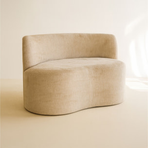 Canapé en tissu bouclette beige et structure en bois 2 places CÔME