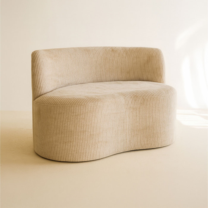 Canapé en tissu bouclette beige et structure en bois 2 places CÔME