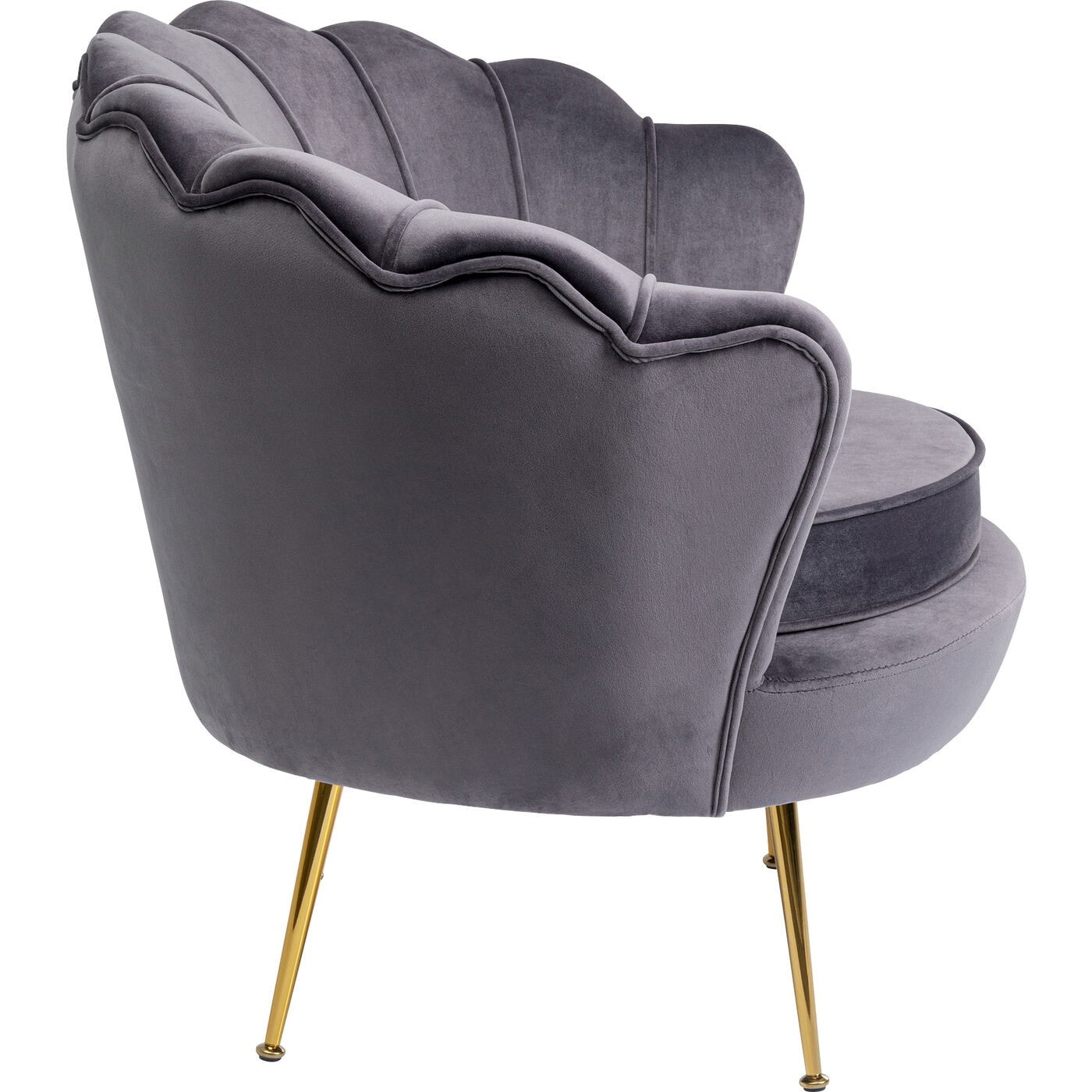 Fauteuil Water Lily velours gris et acier doré Kare Design