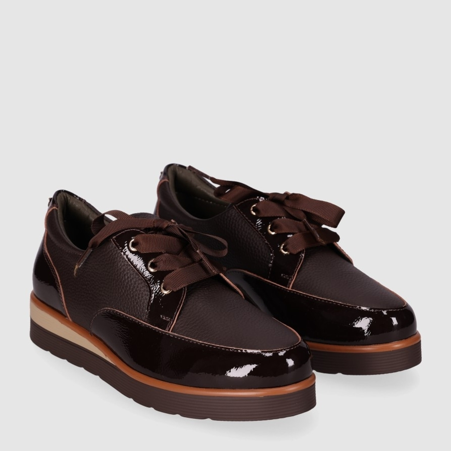 Zapatos de Piel - Marron - Tacón: Bajo