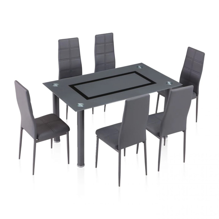 Mesa de comedor Gray Gris - Cristal gris