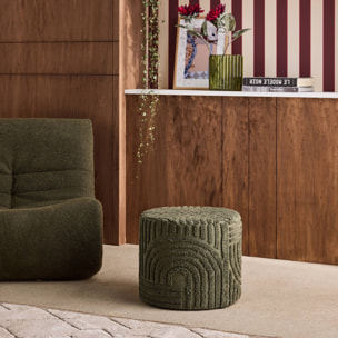 Pouf rond bouclette tuftée NUBA