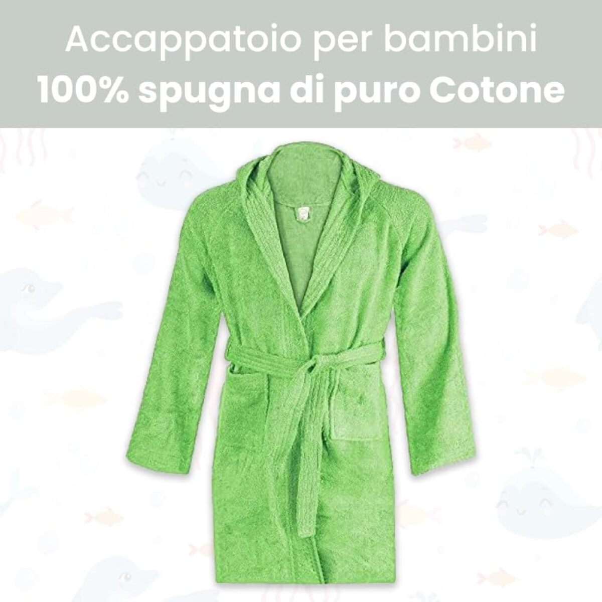 INTRECCI Accappatoio Bambino e Bambina, Accappatoio Spugna di Cotone, Assorbente, Morbido, per Pelli Sensibili, Certificato Oeko-Tex.