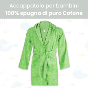 INTRECCI Accappatoio Bambino e Bambina, Accappatoio Spugna di Cotone, Assorbente, Morbido, per Pelli Sensibili, Certificato Oeko-Tex.