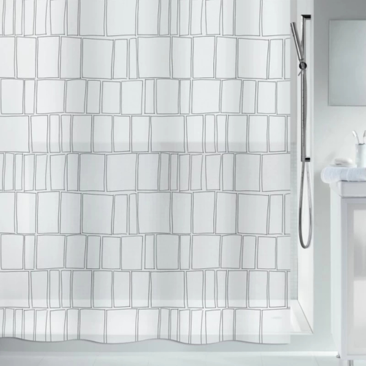 Rideau de douche PEVA CONSTRUCT 180x200cm Noir & Blanc Spirella