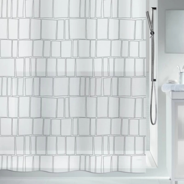 Rideau de douche PEVA CONSTRUCT 180x200cm Noir & Blanc Spirella