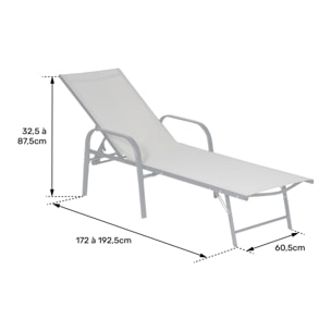 Lot de 2 bains de soleil SARDINIA en textilène gris - structure anthracite