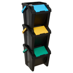 Lot de 3 poubelles de tri 30L