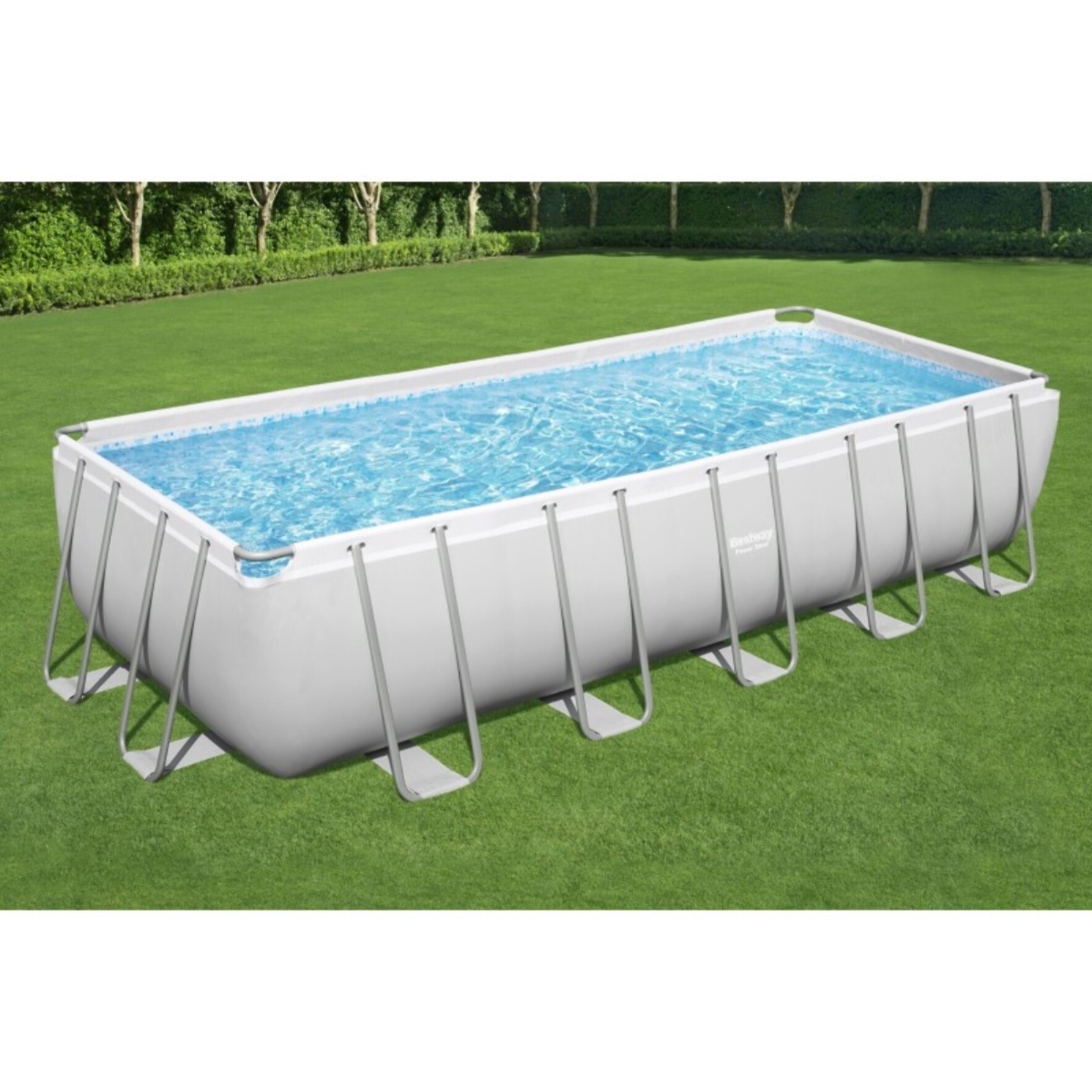 Bestway Piscine hors sol tubulaire rectangulaire Bestway Power Steel 640 x 274 x 132 cm gris clair