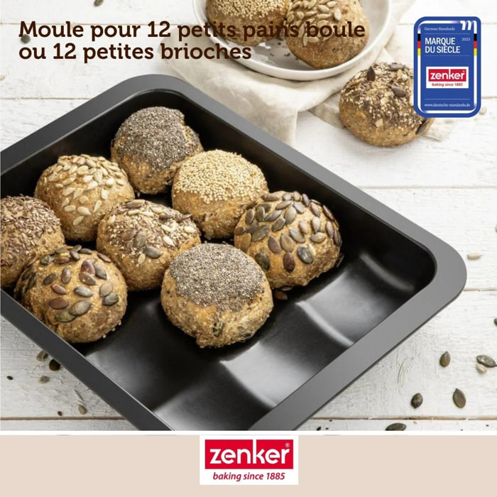 Moule 12 mini pains ou brioches 36 x 27 cm Zenker Black Metallic