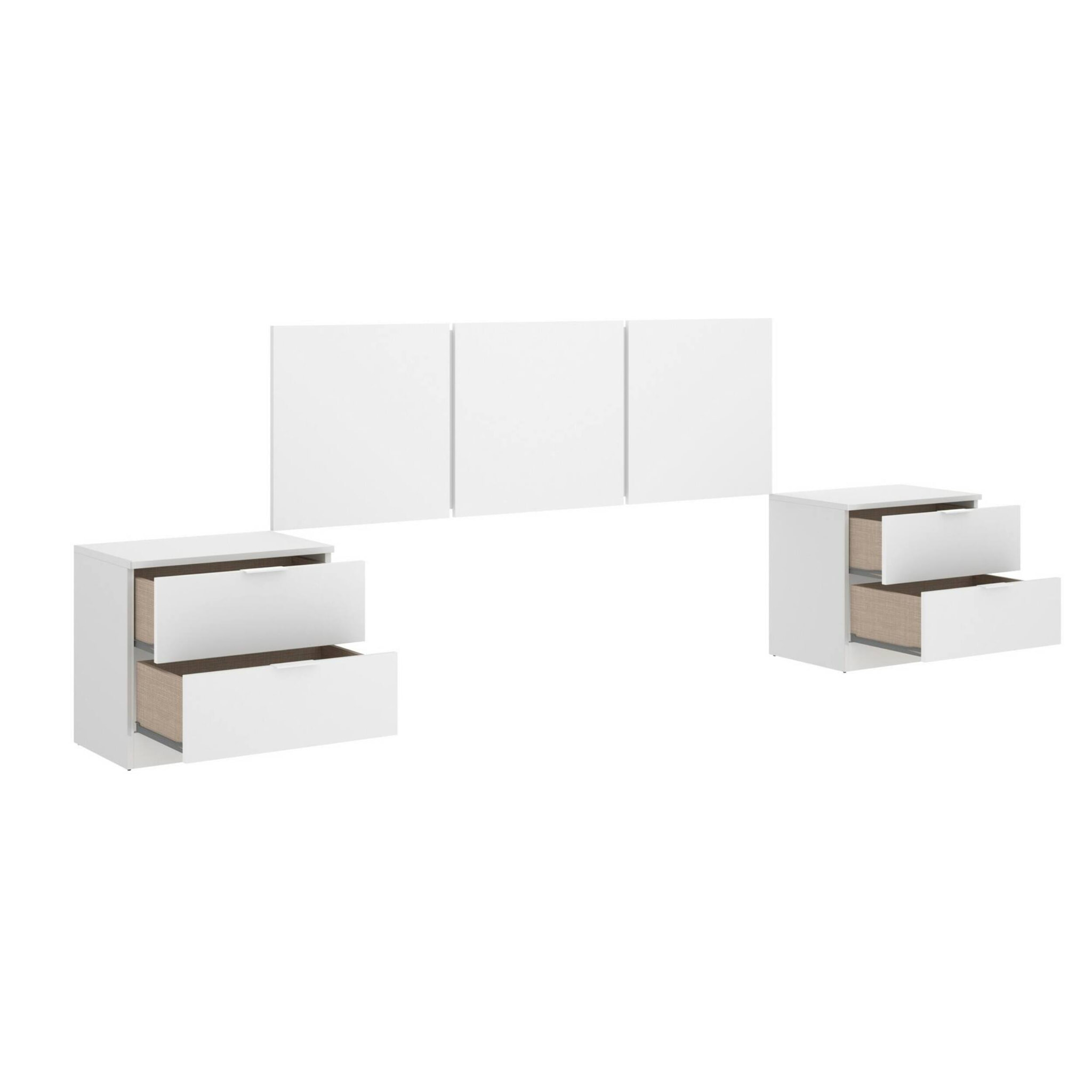 Testiera letto Oliwa, Spalliera, Testata per camera da letto, Poggiatesta, 257x34 h96 cm, Bianco