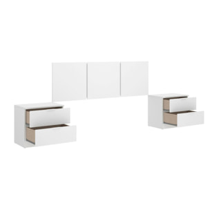 Testiera letto Oliwa, Spalliera, Testata per camera da letto, Poggiatesta, 257x34 h96 cm, Bianco