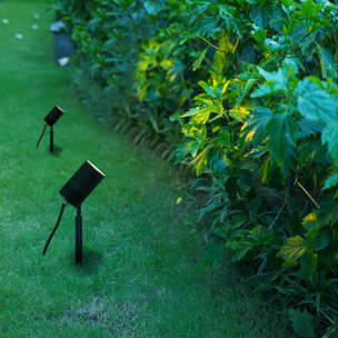 FORLIGHT Pixa - Proyector de Jardín GU10 con Pincho Estaca para Césped con Protección Exterior IP44 Acero Inoxidable Negro