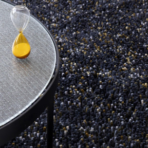 Tapis shaggy tissé en laine motif faux uni RABI