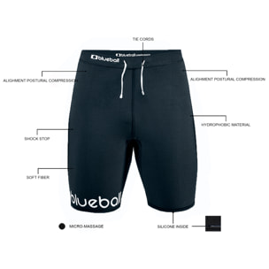 PANTALONCINI DA CORSA A COMPRESSIONE LACHY DA UOMO BLUEBALL IN NERO.