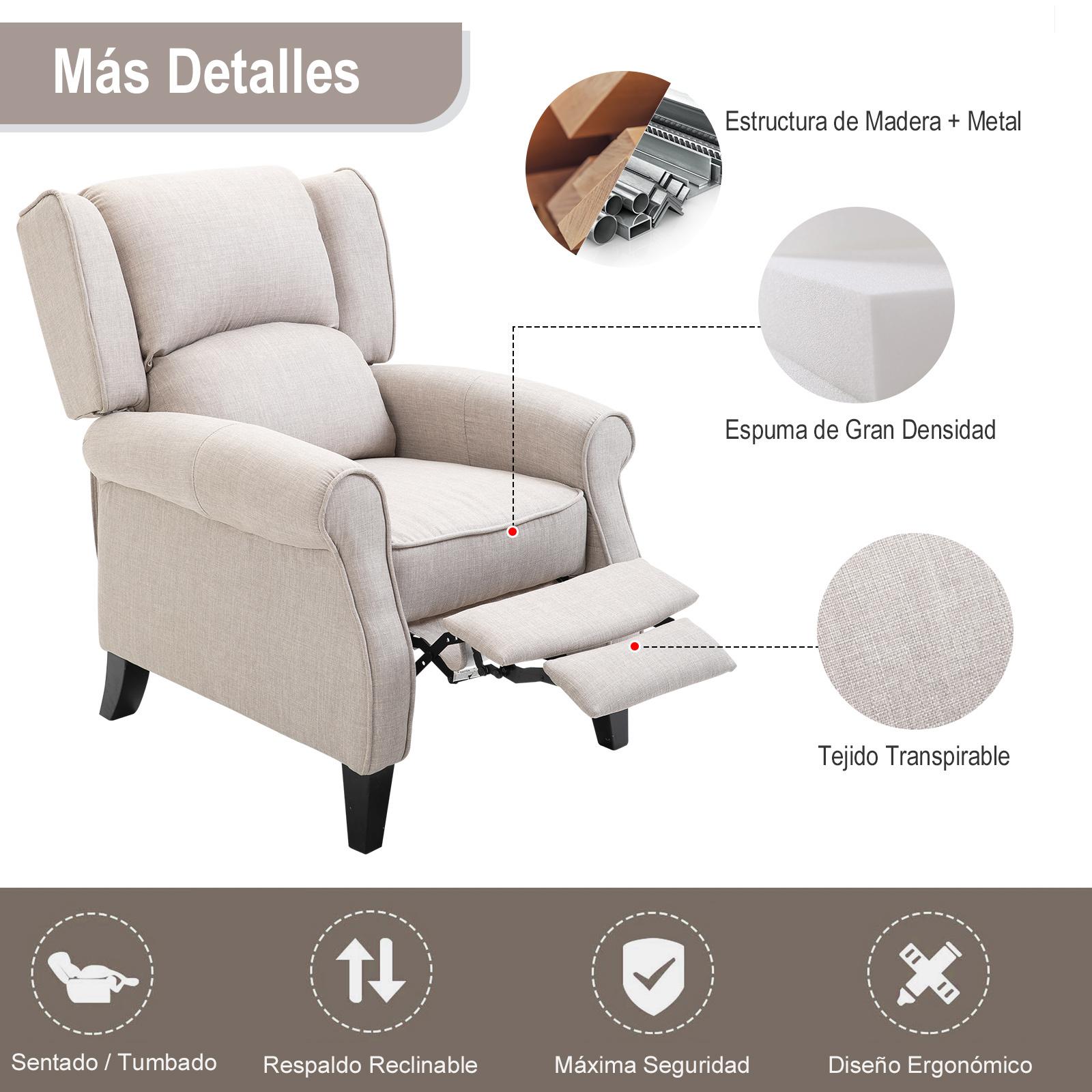 Sillón Relax Reclinable Manual con Reposapiés 81x84x105cm Gris