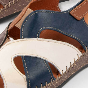 Sandalia De Cuña - Azul - Altura: 4 Cm