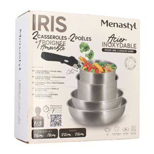 Batterie de cuisine 5 pièces en acier inoxydable - tous feux IRIS