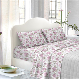 White & White Completo letto matrimoniale Azelia 100% cotone Rosa