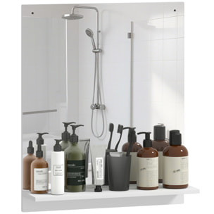 Miroir mural salle de bain - étagère - 50 x 60 cm - blanc