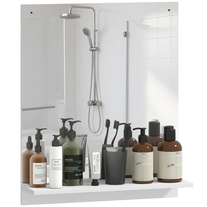 Miroir mural salle de bain - étagère - 50 x 60 cm - blanc