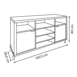 Buffet Alvo rectangulaire 39,5x120,5cm 2 portes beige