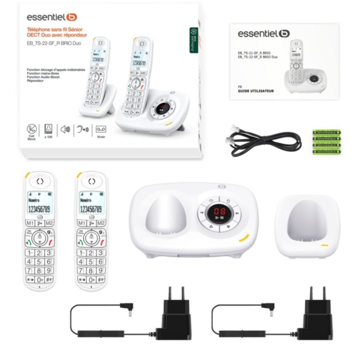 Téléphone sans fil ESSENTIELB BRIO DUO Rép