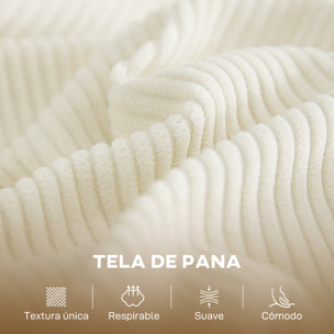 Sofá de 2 Plazas, Tapizado en Pana, Sofá Moderno con Acolchado y Respaldo Grueso, Cojines de Resortes, Patas de Madera, para Dormitorio, Oficina, Sala de Estar, 134x74x84 cm, Blanco Crema