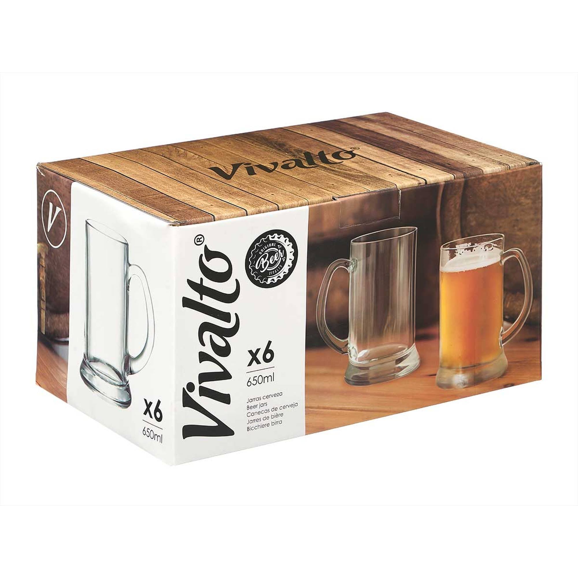 Jarra cerveza 650 ml con asa colección vivalto