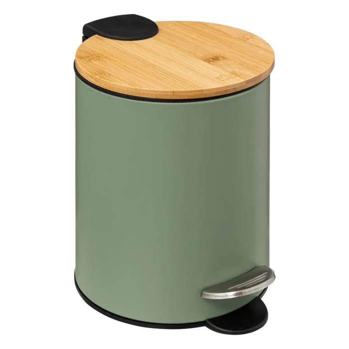 Poubelle soft close 3L "Trio" vert kaki