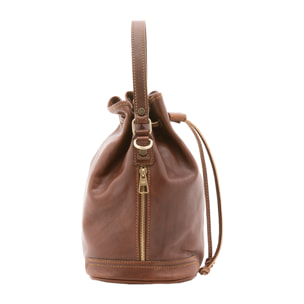 Borsa a secchiello  unisex In Vera pelle Made in Italy 24x30x16 cm