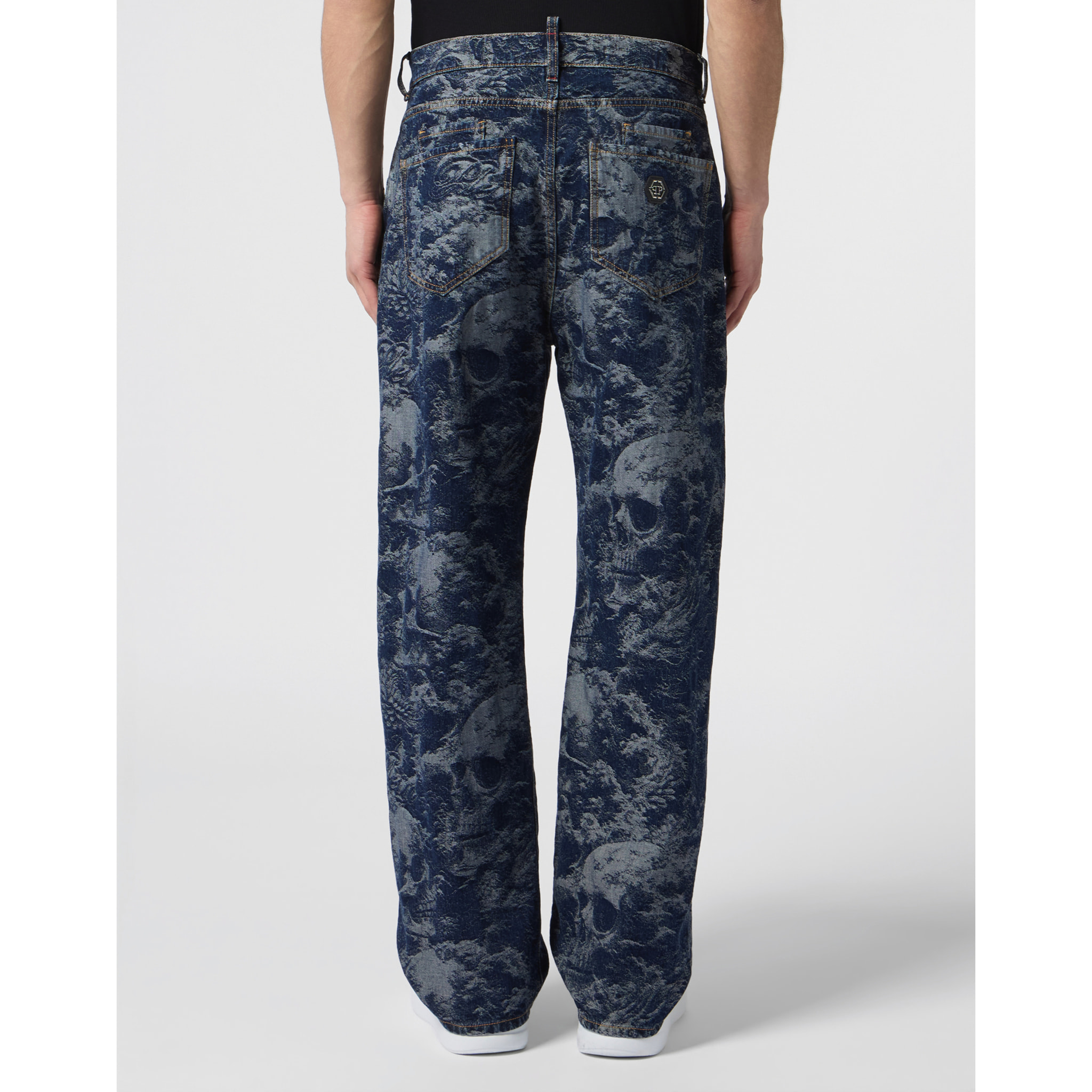 PHILIPP PLEIN Beach Boy Fit Jeans All-Over Skulls Skull