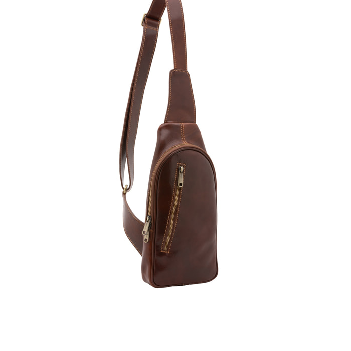 Borsa a tracolla uomo in vera pelle - Modello False - Made in Italy - 35.0 x 16.0 x 5.0 cm