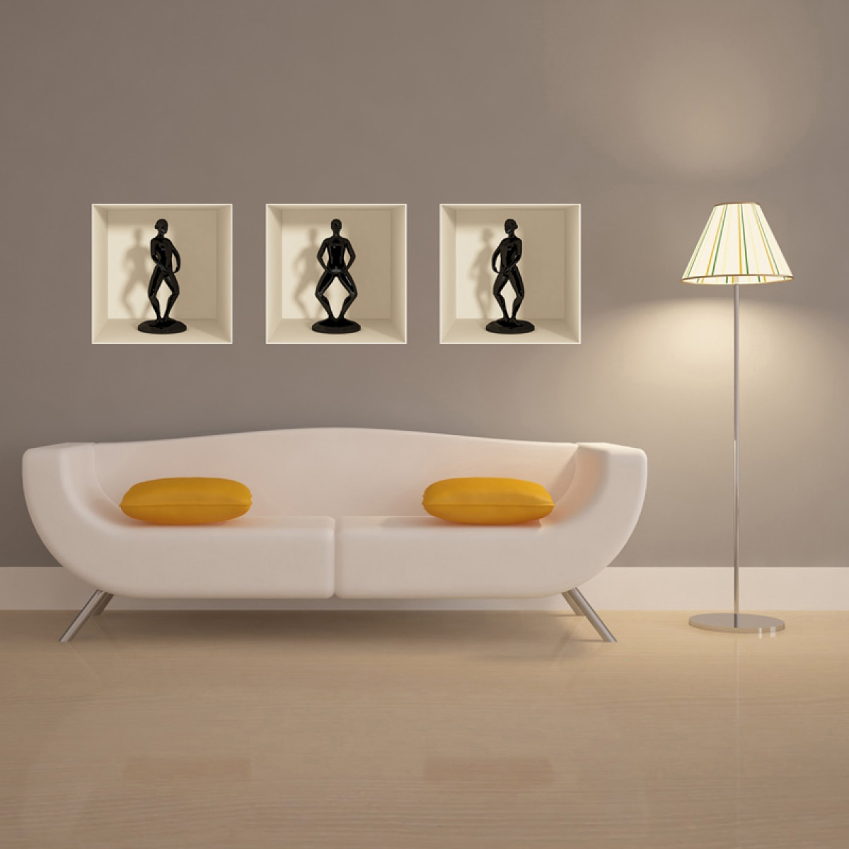 Stickers muraux 3D | Sticker Mural Autocollant effet 3D ballerines silhouette figé - Stickers adhésifs 3D Chambre Salon Trompe l'oeil