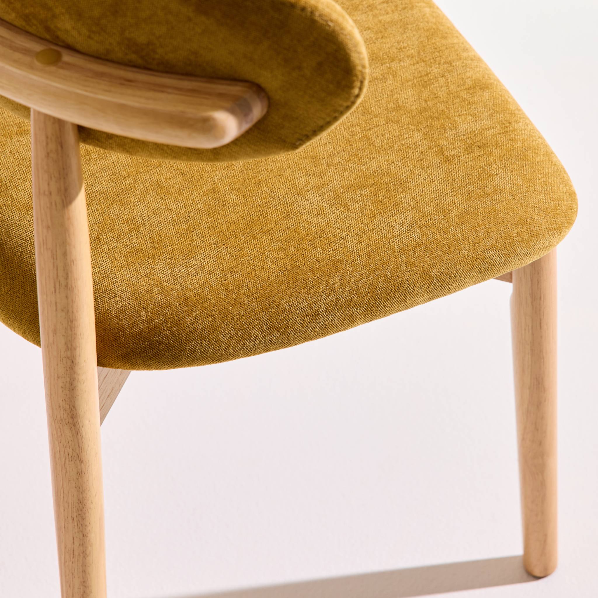 Chaise bois d'hévéa naturel et tissu chenille (lot de 2) PAOLA