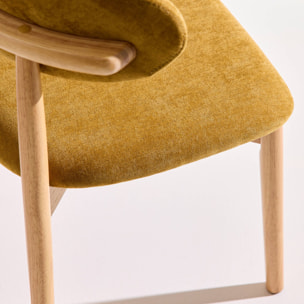 Chaise bois d'hévéa naturel et tissu chenille (lot de 2) PAOLA