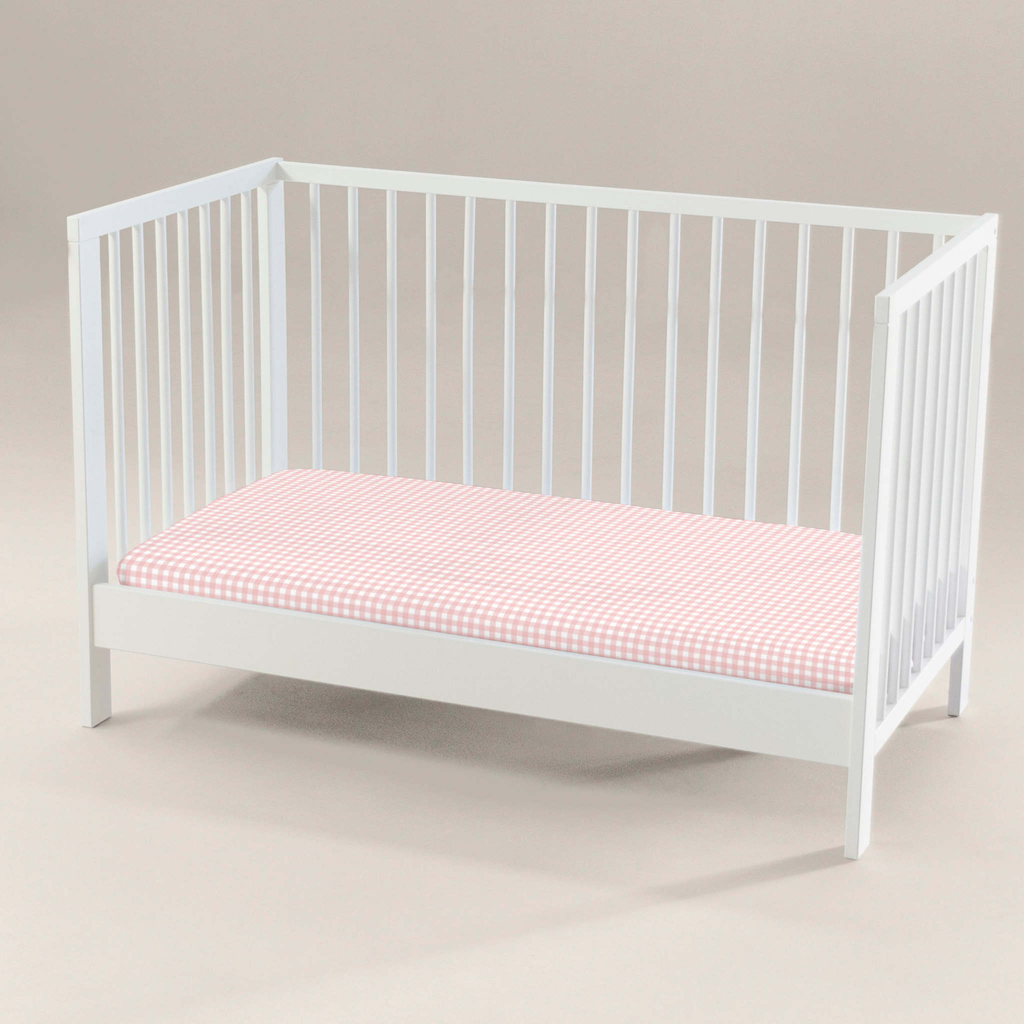 Cool Kids - Sábana bajera Estampada - Ajustable - 100% Algodón - Cuna/Maxicuna - Vichy Rosa