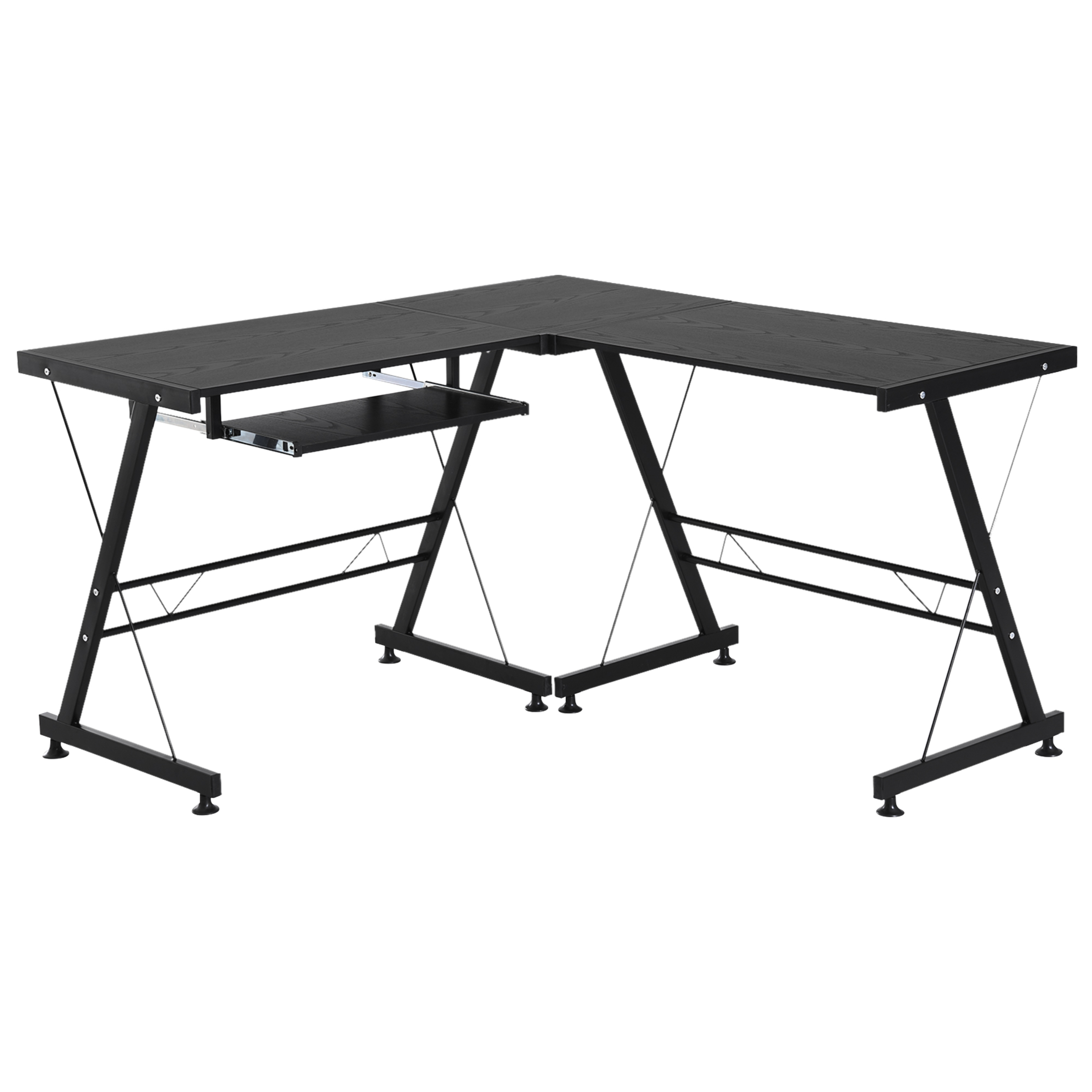 Mesa de Ordenador PC 2 Tipos en Forma de L 210x50x73,5cm Negro