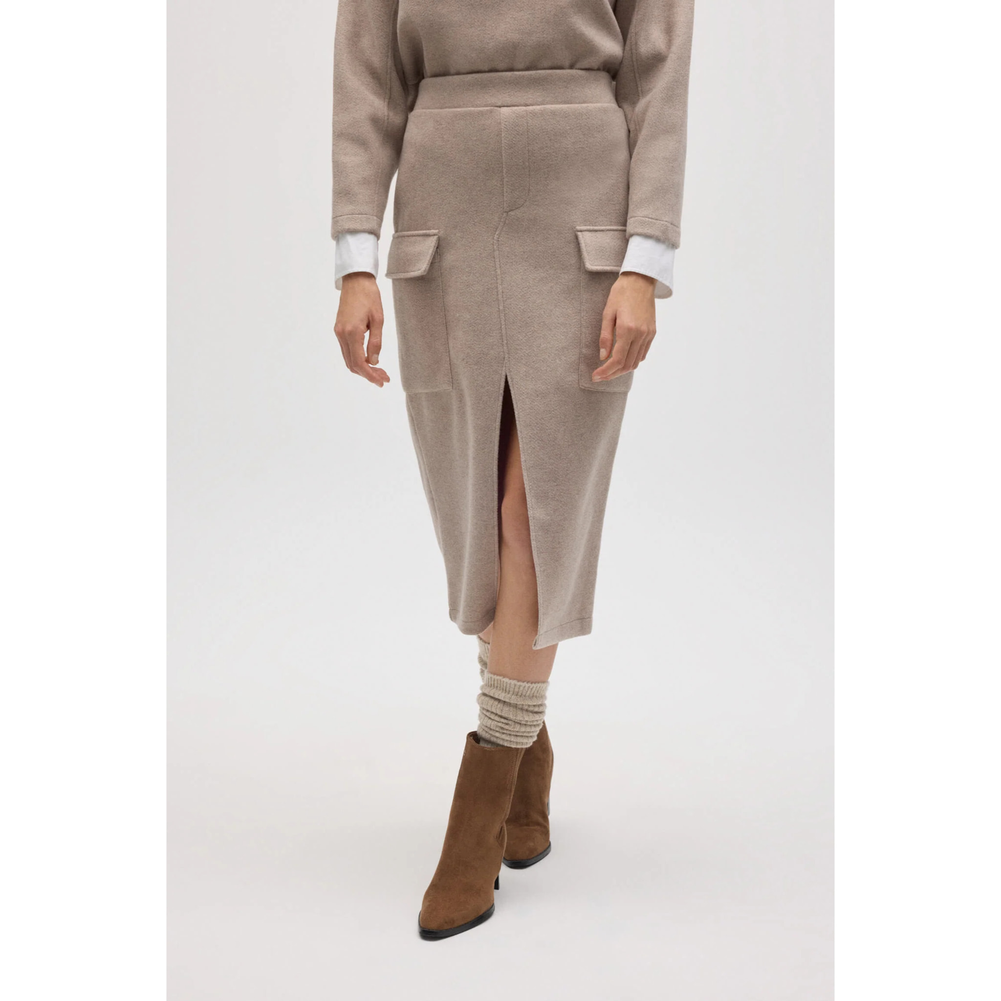 Gonna midi in stile cargo marrone caldo