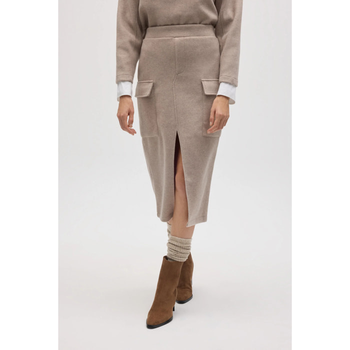 Gonna midi in stile cargo marrone caldo